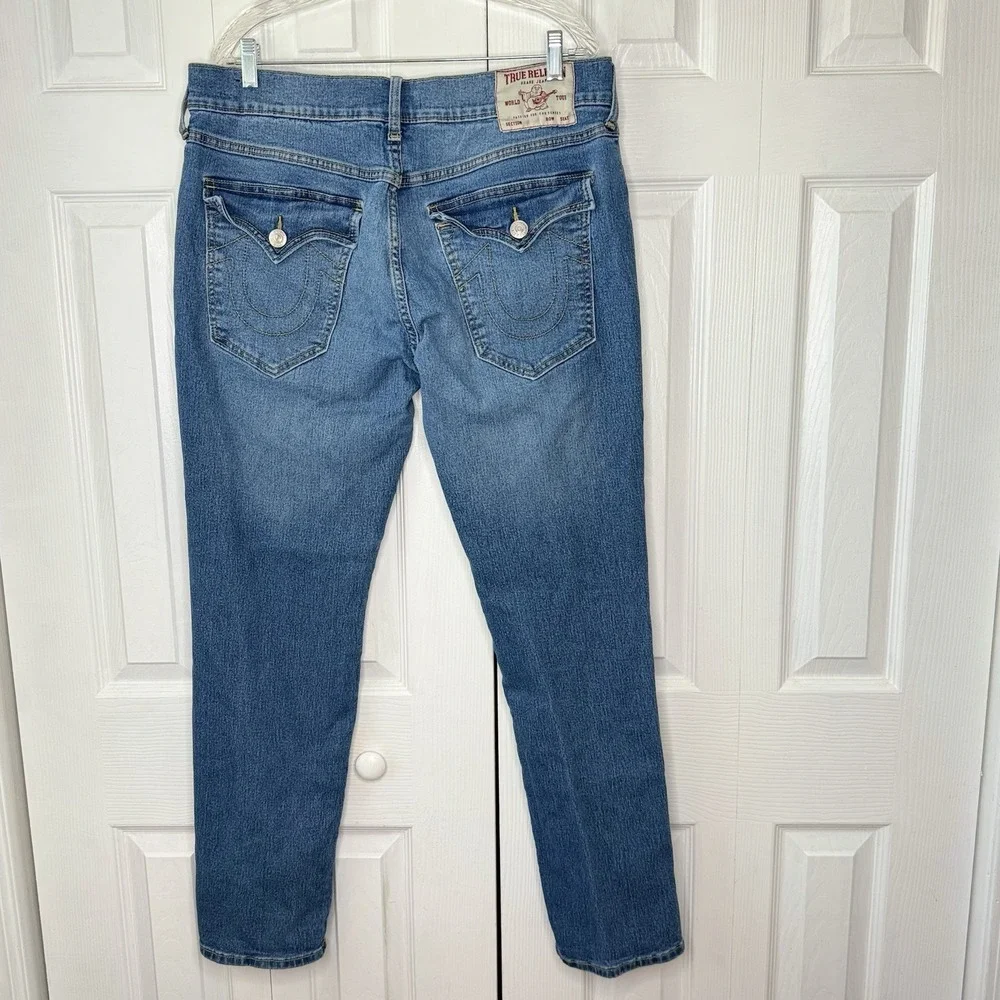True Religion Geno Jeans Mens 36 Medium Wash Flap Pocket Relaxed Slim Denim TR